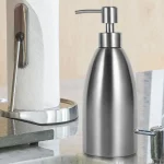 Distributeur de savon en acier inoxydable de 500ml, robinet d&rsquo;évier de cuisine, salle de bains, boîte de shampoing, récipient de savon, distributeur de liquide rechargeable