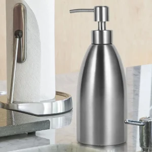 Distributeur de savon en acier inoxydable de 500ml, robinet d’évier de cuisine, salle de bains, boîte de shampoing, récipient de savon, distributeur de liquide rechargeable Distributeur de savon en acier inoxydable de 500ml, robinet d’évier de cuisine, salle de bains, boîte de shampoing, récipient de savon, distributeur de liquide rechargeable