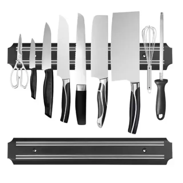Porte couteaux magnétique mural acier noir slim inox… – vue 4