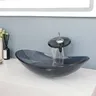 Vasque verre trempé ovale aplatie bleu gris fumée rebord… – vue 3