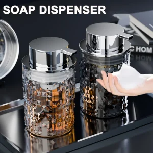 Distributeur de savon moussant en plastique pour les mains, distributeur de salle de bains pour savon liquide, bouteilles de shampoing, pot de pompe à savon en mousse de luxe léger