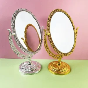 Miroir de Maquillage à Rotation Double Face, Résistant à 360 °, Haute Définition, avec Cadre, Vintage, Cosmétique Miroir de Maquillage à Rotation Double Face, Résistant à 360 °, Haute Définition, avec Cadre, Vintage, Cosmétique