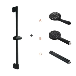 Pommeau de douche haute pression ABS 3 fonctions, tuyau de 1.5M, tige de levage réglable en acier inoxydable, accessoires de salle de bains