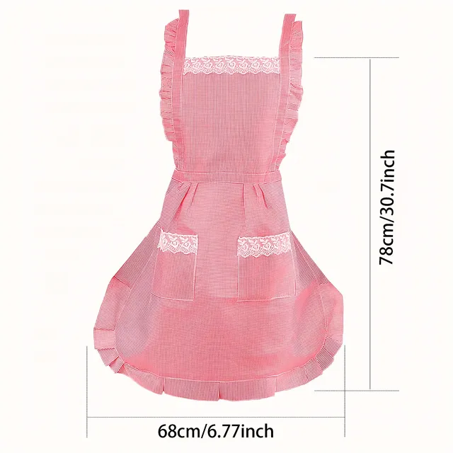 Tablier bavette femme vintage rose poudré trapèze mi… – vue 2
