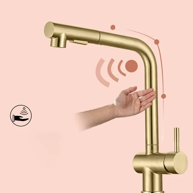 Robinet de cuisine tactile gris mains libres – vue 3
