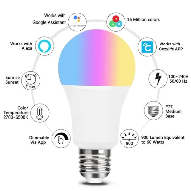 9W WiFi Homekit lampe E27 LED RGB lampe Siri contrôle… – vue 4