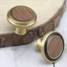 Poignée armoire laiton bois noyer bouton sphérique rétro… – vue 4