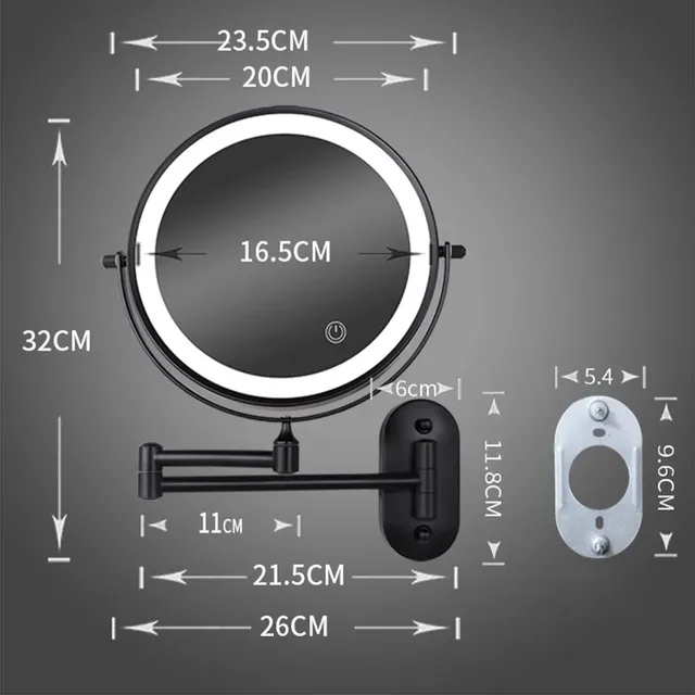 Miroir de salle de bain mural noir de 8 pouces – vue 6