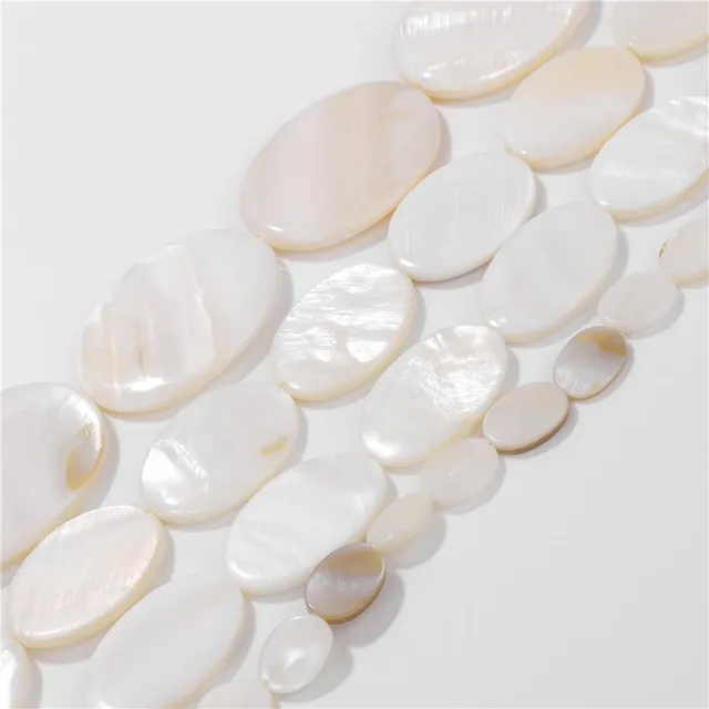 Perles ovales en coquillage naturel pour bijoux – vue 5