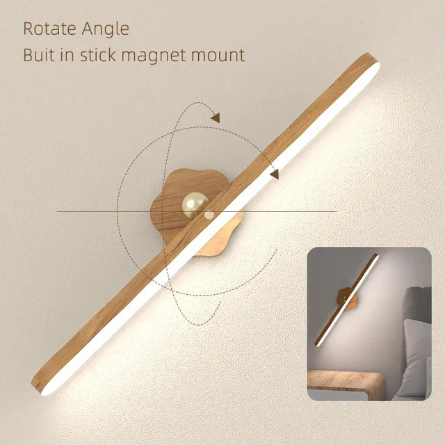 LED en bois veilleuse miroir avant lumière de…