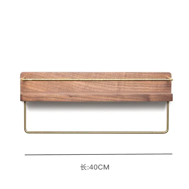 Porteserviettes noyer métal inox acier mural étagère… – vue 6