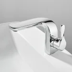 Robinet de lavabo de salle de bains, Installation de pont, robinet de mélange de lavabo chaud et froid, couleur noir or chromé, robinet d&rsquo;évier