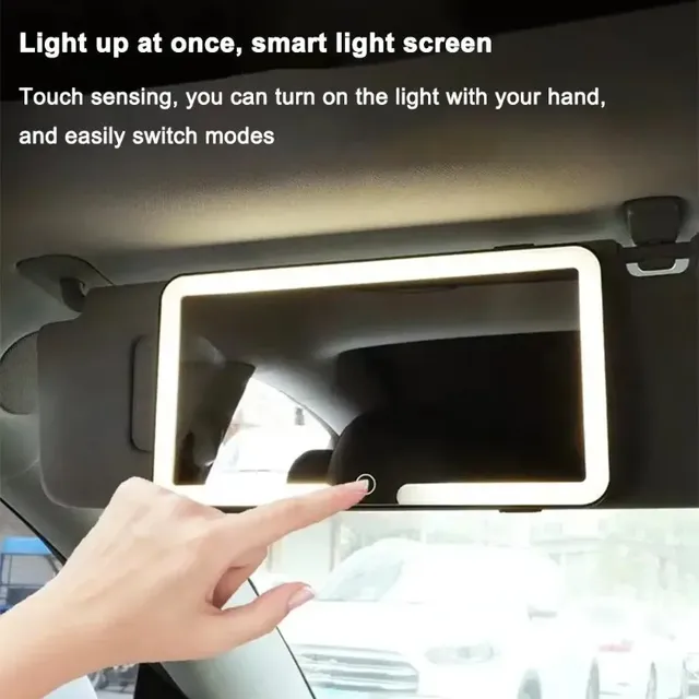 Miroir de maquillage pare-soleil de voiture LED avec… – vue 5