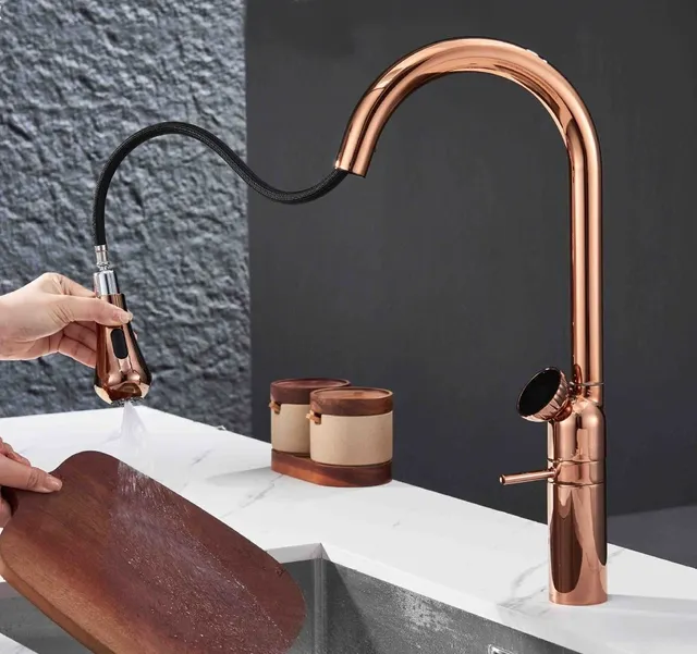 ZAPPO 3 Modes robinet de cuisine or Rose 360 pivotant… – vue 2