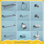 Kit d&rsquo;accessoires gris HOHardware en acier inoxydable, mur rond T1, barre à main, porte-rouleau de papier toilette, crochet pour peignoir et serviette
