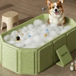 Baignoire pliante Portable de grande capacité, multifonctionnelle, peu encombrante, pour chien, en PVC, avec trous de Drainage, pataugeoire pour animaux de compagnie