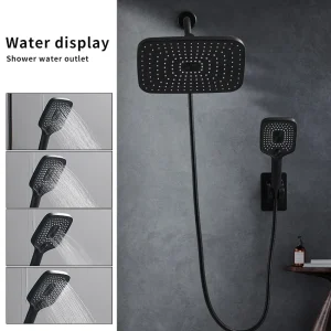 Luxueux double pomme de douche combinée – Haute pression, pluie réglable et pulvérisation à main, décor de salle de bain moderne Luxueux double pomme de douche combinée – Haute pression, pluie réglable et pulvérisation à main, décor de salle de bain moderne