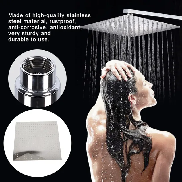 Pommeau de douche carré en acier inoxydable – vue 2