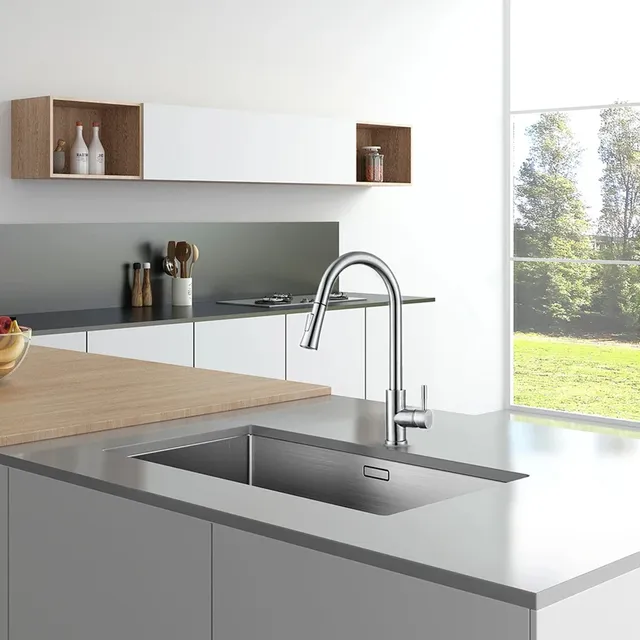 Robinet de cuisine extractible en acier inoxydable – vue 2