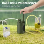 Pompe de purificateur d&rsquo;eau d&rsquo;extérieur, filtre à eau en 3 étapes, eau Portable d&rsquo;urgence filtrée pour accessoires de randonnée, équipement de Camping