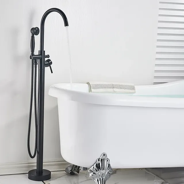 Robinet de baignoire monté au sol en laiton Antique – vue 3