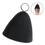 Chapeau de Sauna Épais en Feutre de Laine, Protection des Cheveux, Accessoire de Spa Noir, 25x23cm, pour le Bain, Source Chaude, 11111