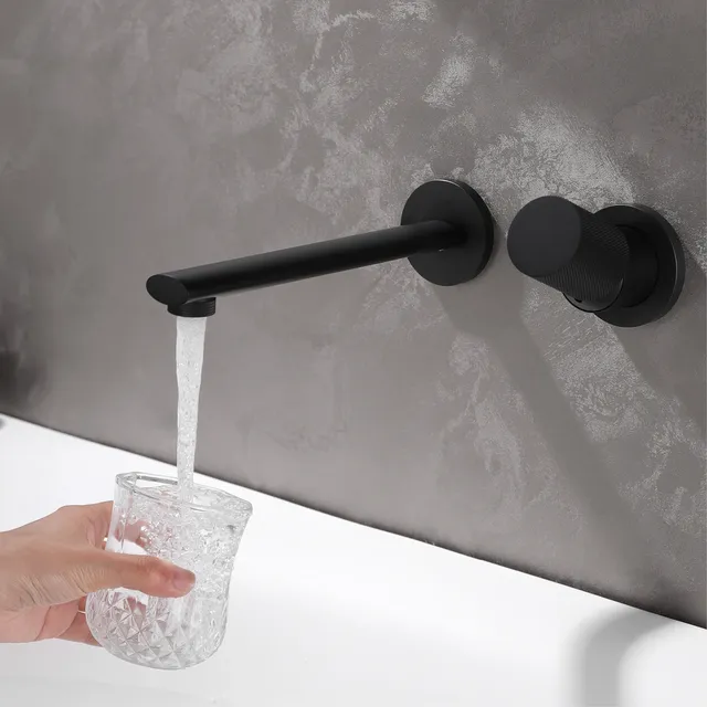 Robinet de salle de bains mural luxruy en laiton or Rose – vue 3