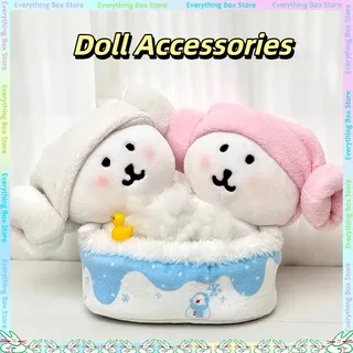 Mini baignoire ovale bleue peluches rondes rembourrées tissu blanc…