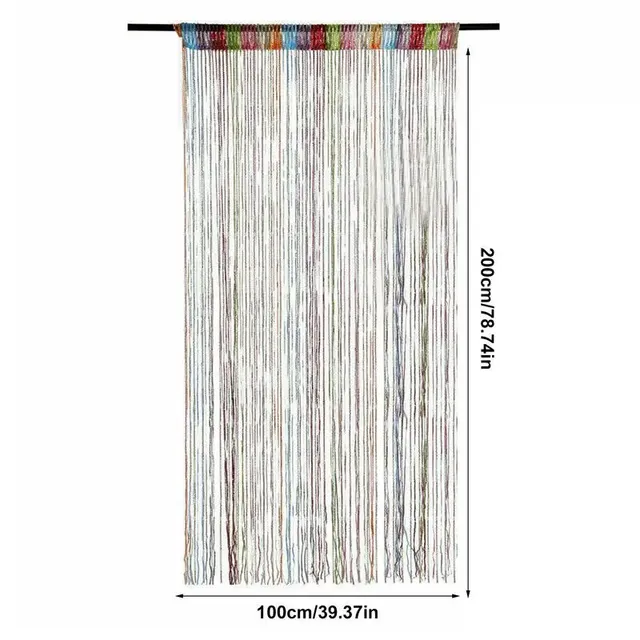 Rideau franges perlé métallisé argenté filaments… – vue 6