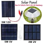 Panneau solaire étanche portable en polysilicium, cellule à haute efficacité pour batterie 9-12V/3.7V, 5W 12V, 5W 3W 2V