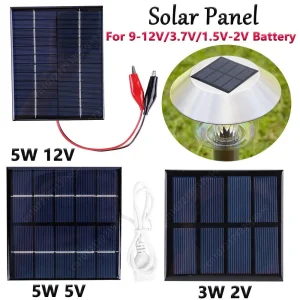 Panneau solaire étanche portable en polysilicium, cellule à haute efficacité pour batterie 9-12V/3.7V, 5W 12V, 5W 3W 2V