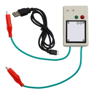 Testeur portable USB 5V indicateur LED rouge vert broches contact pinces crocodile boitier ABS compact léger transformateur bobine