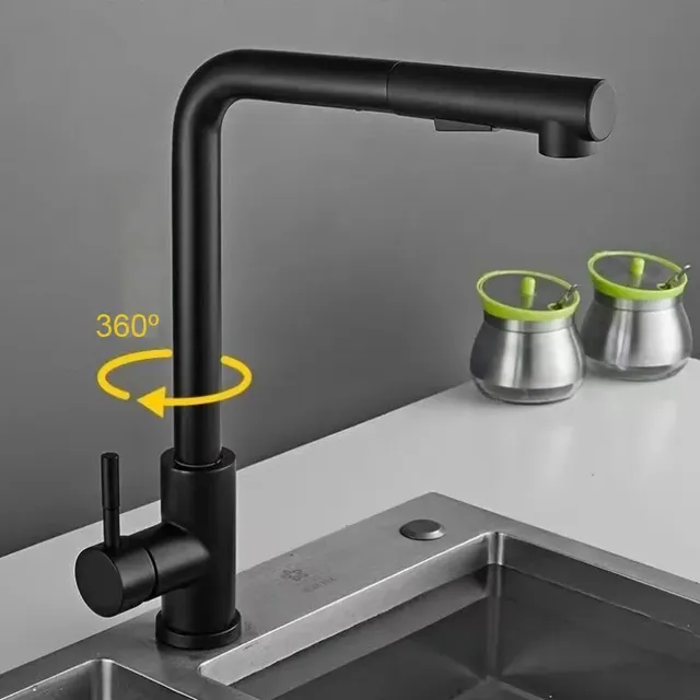 Robinet d'évier de cuisine extractible noir – vue 3