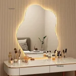 Miroir LED irrégulier minimaliste pour la maison, mur de salle de bains, miroirs esthétiques décoratifs, miroir de maquillage nordique pour chambre à coucher