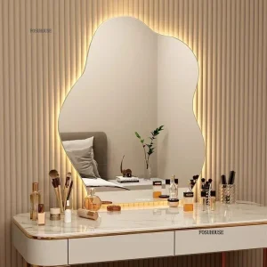 Miroir LED irrégulier minimaliste pour la maison, mur de salle de bains, miroirs esthétiques décoratifs, miroir de maquillage nordique pour chambre à coucher