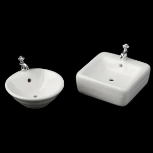 Lavabo l&rsquo;inventaire en céramique et plastique pour maison de courses blanches, accessoire de simulation de modèle, 1:12