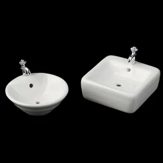 Lavabo miniature céramique blanche émaillée ronde carrée finition…