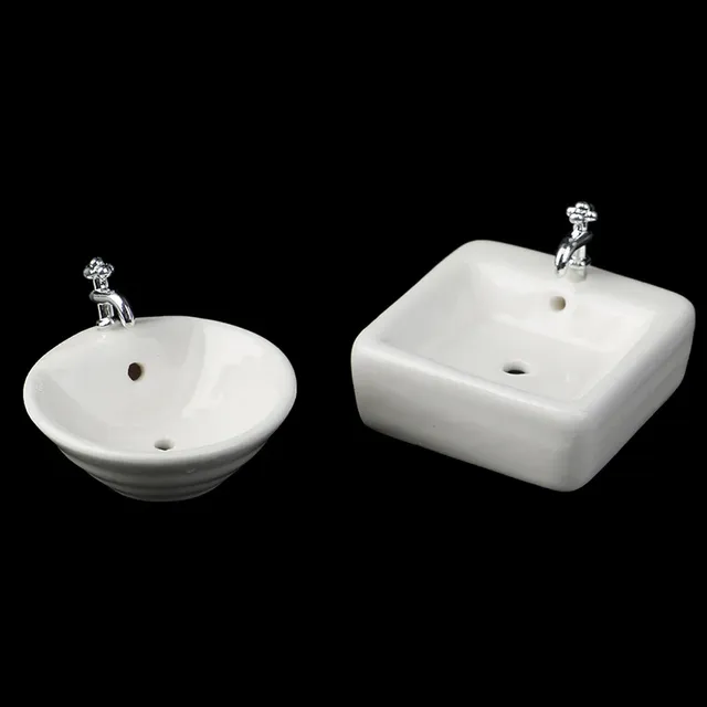 Lavabo miniature céramique blanche émaillée ronde carrée…