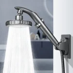 Pommeau de douche à double usage, Spray aérien portatif réglable, ensemble de pomme de douche à coude rotatif, Booster, grande sortie d&rsquo;eau