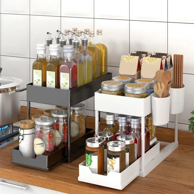 Organisateur cuisine deux niveaux coulissant rangement… – vue 5