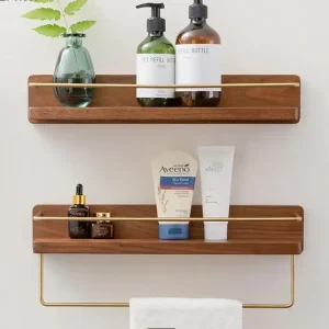 Porte-serviettes en bois porte-rouleau étagère murale papier salle de bain cintre rangement toilette