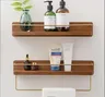 Porteserviettes noyer métal inox acier mural étagère… – vue 1