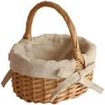 panier mariage noeud papillon osier tressé anse haute doublure lin beige nouée rustique chic grande capacité polyvalent portable cadeau rangement