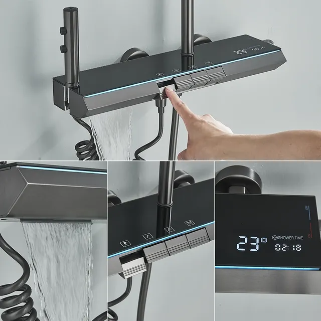 Colonne douche thermostatique murale tête pluie carrée… – vue 4