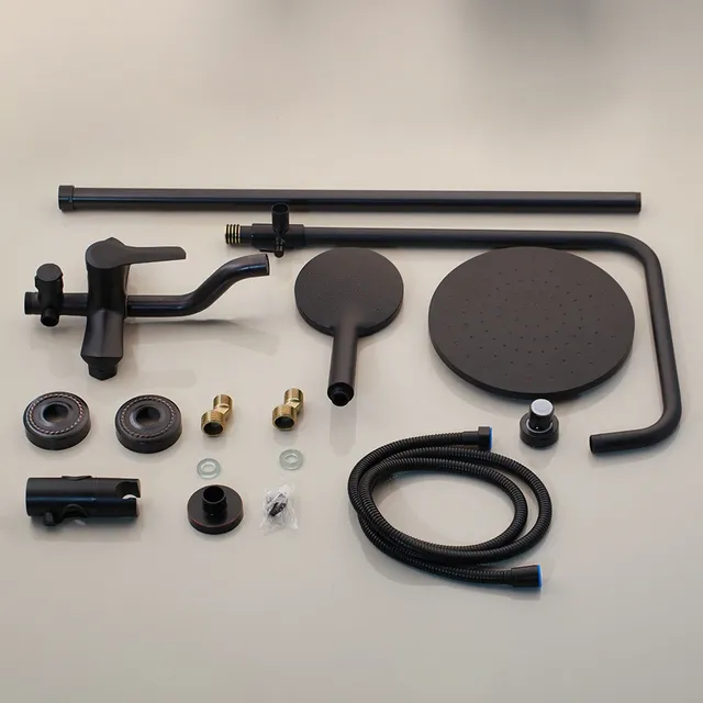 JIENI mat noir pluie robinet de douche ensemble mat noir… – vue 6