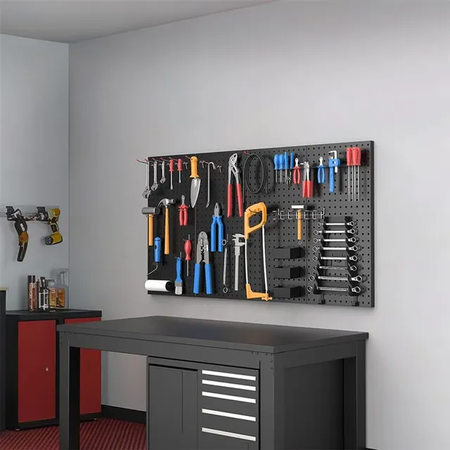 Panneau perforé métal noir atelier garage rangement… – vue 5