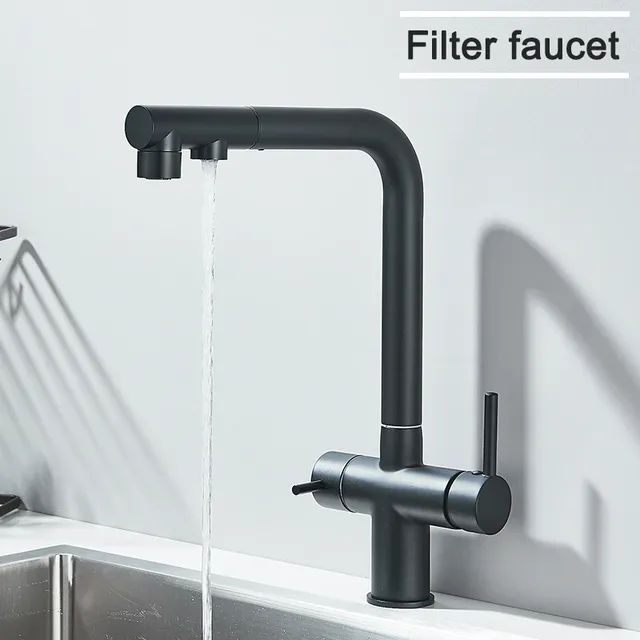 Rozin mitigeur cuisine noir mat bec haut pivotant design… – vue 4