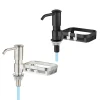 distributeur savon évier encastrable pompe intégrée porte éponge drainant inox brossé noir mat ABS robuste antirouille antireflux montage monotrou fileté