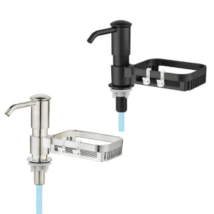 AA81-distributeur de savon pour évier de cuisine, pompe distributrice de savon intégrée avec porte-éponge, têtes de pompe ABS sous le comptoir