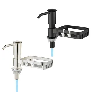 Distributeur savon évier encastrable pompe intégrée porte éponge…